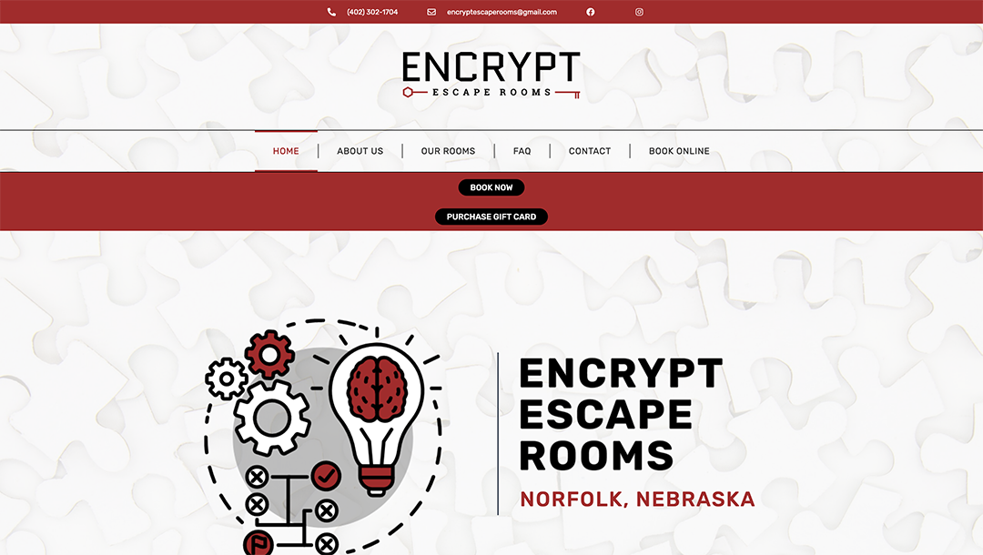 Hollman Media semi custom FlexBuild website example - Encrypt Escape Rooms