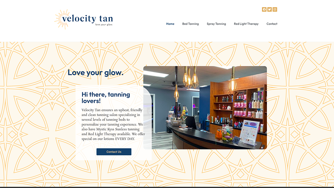 Velocity Tan website designed by Hollman Media