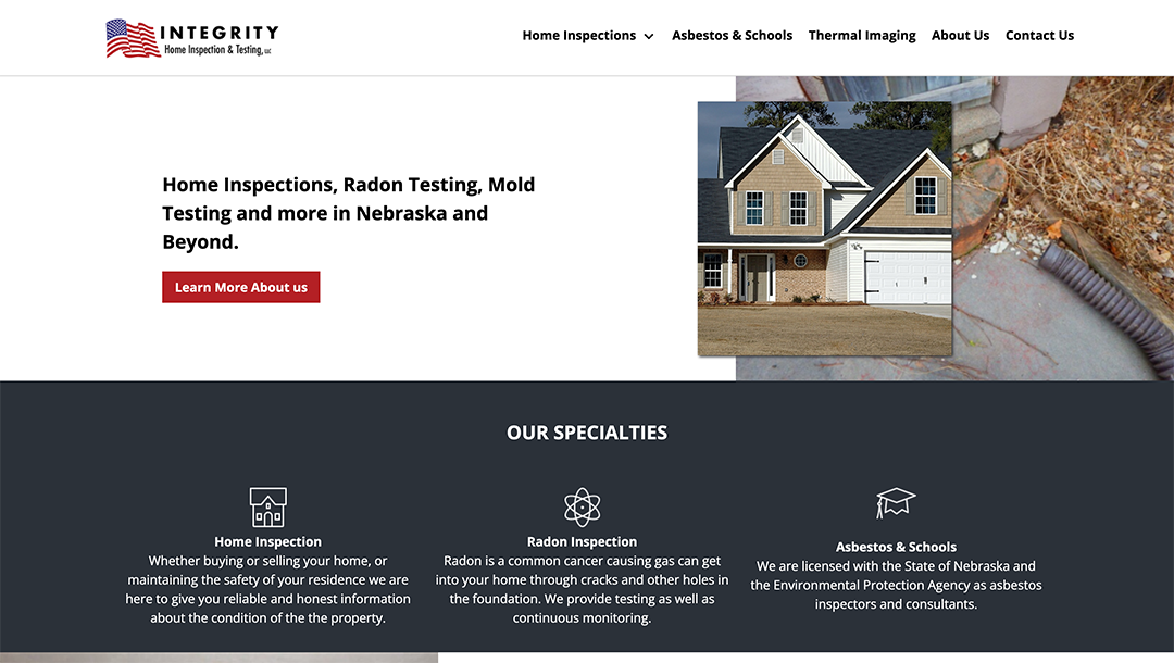 Integrity Home Inspection & Testing website by Hollman Media