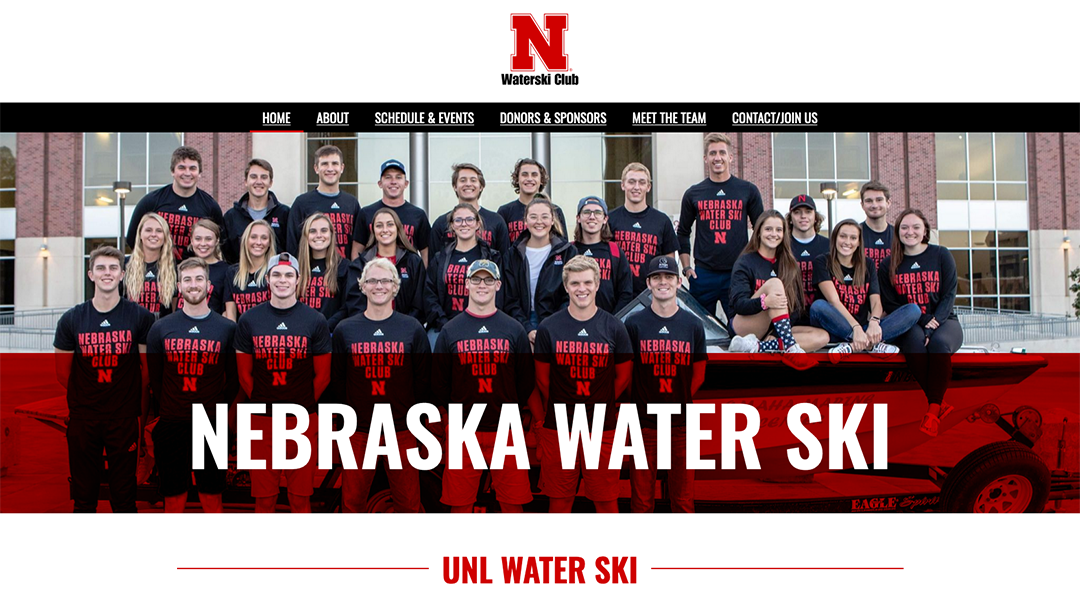 UNL Waterski Club Team website by Hollman Media